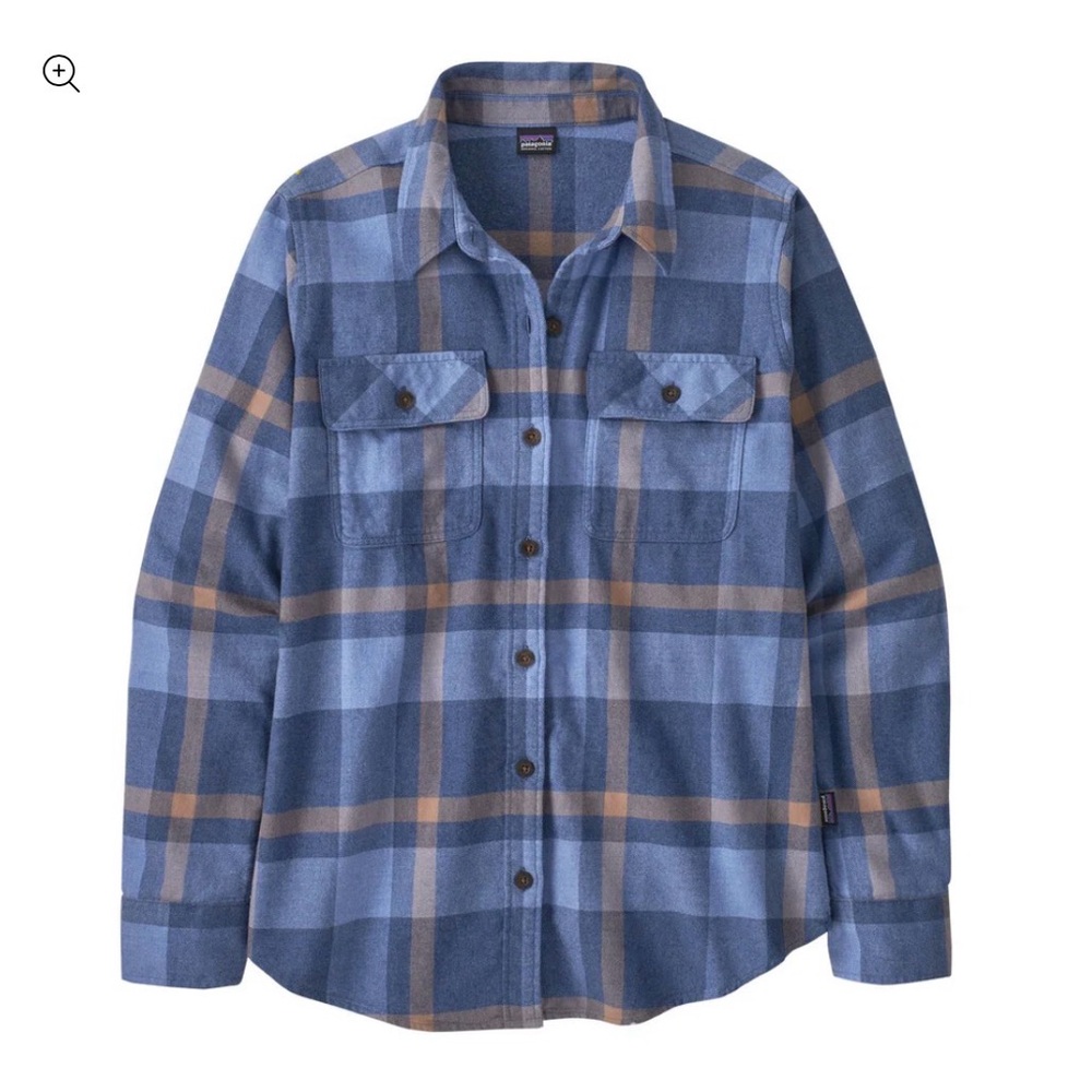 Patagonia Blue Plaid Organic Cotton Button Down Flannel Shirt